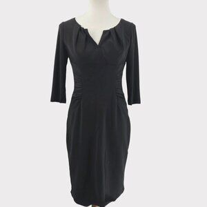 Adrianna Papell Womens Black Pleated Sheath Dress Size 4